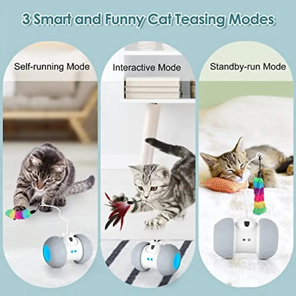 "Engage Your Cat's Senses with Our Interactive Toy and Food Dispenser." Mental Stimulation: Keep your cat mentally sharp and entertained as they work to retrieve treats from the dispenser, stimulating their natural hunting instincts. Physical Activity: En