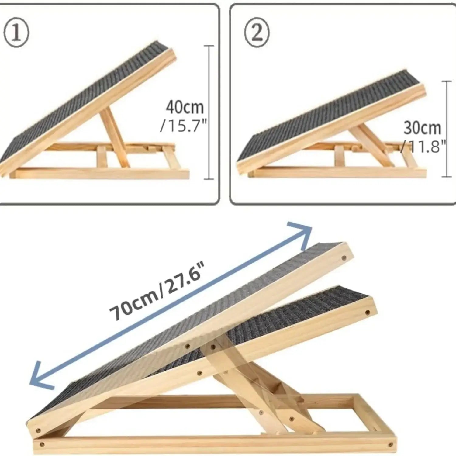 BRIEFNESS Adjustable Pet Climbing Ladder - Solid Wood