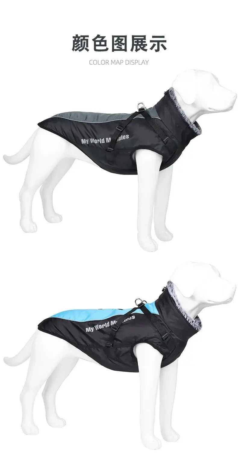 Cozy Waterproof Winter Dog Jacket with Adjustable Harness