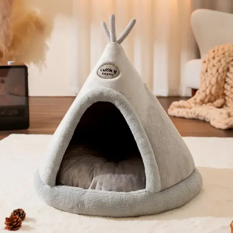 Pet Cat Cave House Foldable Tent Soft Dog Bed Mongolian Yurts Cute Kennel Nest Small Animals Puppy Chihuahua House With Mat