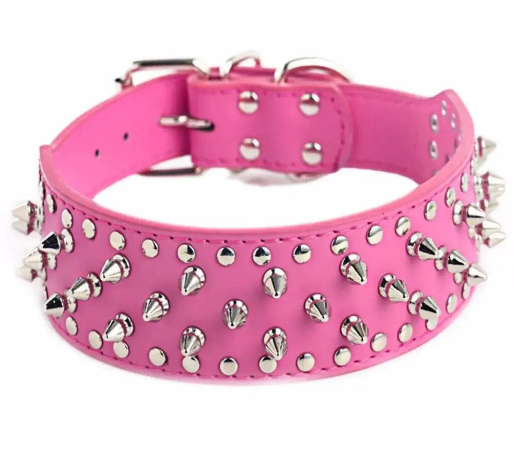 Spiked Studded Leather Dog Collars for Large Breeds