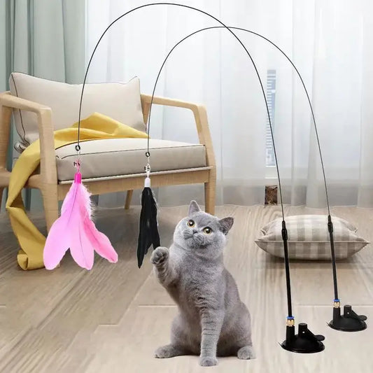 "Elevate Playtime with interactive Feather Wand Cat Toys"Keep your cat entertained for hours with our interactive feather wand toy set. Features a super suction cup for easy attachment . Free delivery£4.90#InteractivePlay,#InteractiveToy,#Lightweight,#Pet