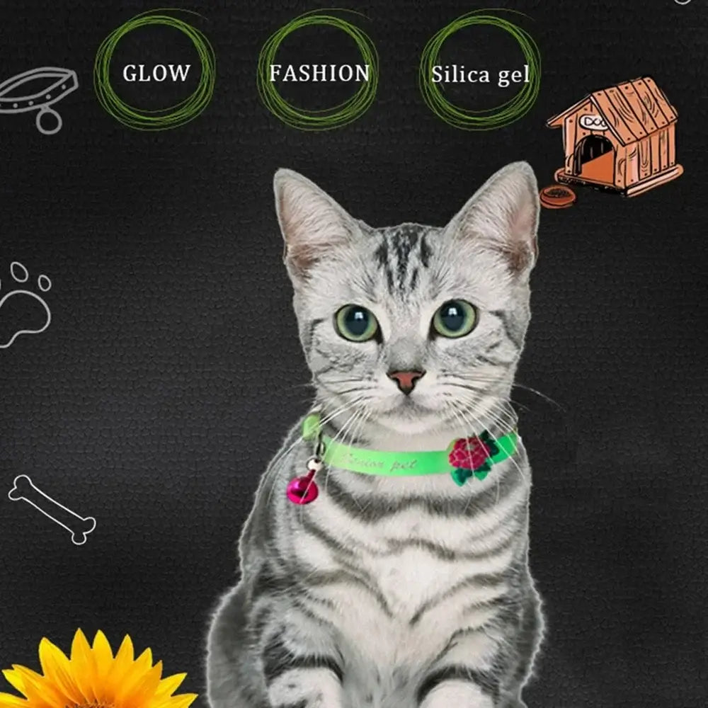 Luminous Cat Necklace Collar with Anti-Loss Bell | Paws Palece Store"Shine Bright with Our Luminous Necklace: Glowing Collar for Small Dogs and Cats, Fluorescent Silicone with Anti-Loss Bell, Essential Pet Accessories!" free delivery£4.90#AntiLossBell,#Ca
