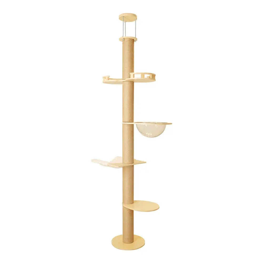Multi-Level Cat Tree Tower with Hammock & Condo£95.9#CatEntertainment,#CatFurniture,#CatHammock,#CatPlayground,#CatTreeTower,#MultiLevelCatTree,#ScratchingPost,#SpaceSavingPaws Palace StoresElevate your cat's playtime with our adjustable floor-to-ceiling