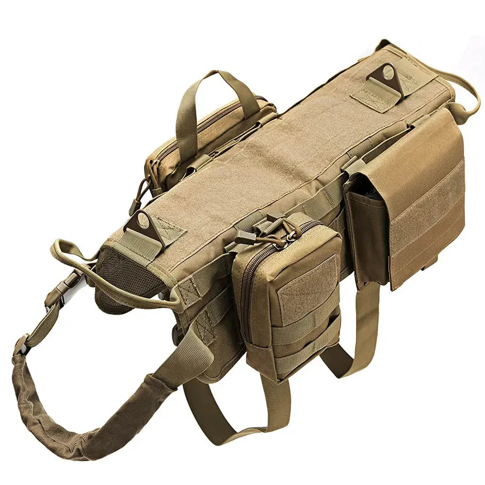 Tactical K9 Dog Harness with Pouches and No-Pull Handle - Military-Grade Dog Gear