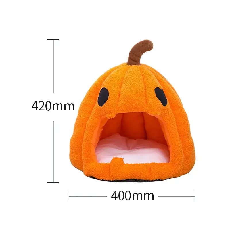 Halloween Pumpkin Cat Pet House - Cozy & Warm