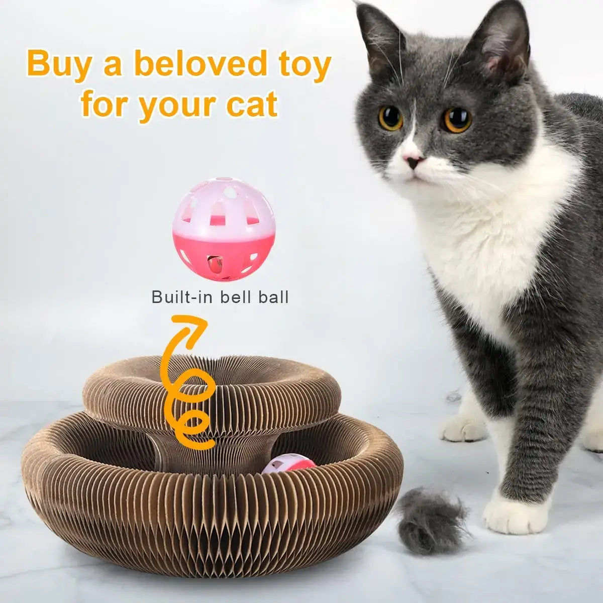 Magic Cat Scratch Board & Toy - Grind Claws & PlayDurable Magic Organ Cat Toy with corrugated scratcher & ball for endless fun. Keeps claws sharp & offers relaxation. Perfect for all cats.£2.9