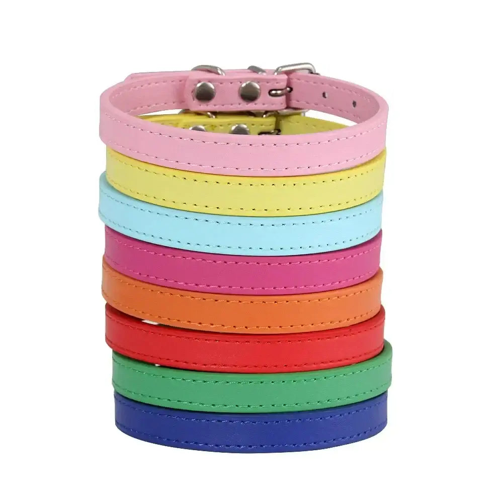 Personalized Colorful Leather Cat & Dog Collar