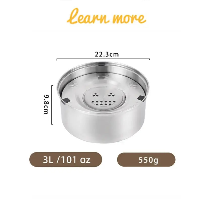 Stainless Steel Dog Floating Bowl - No Spill & Non-Slip