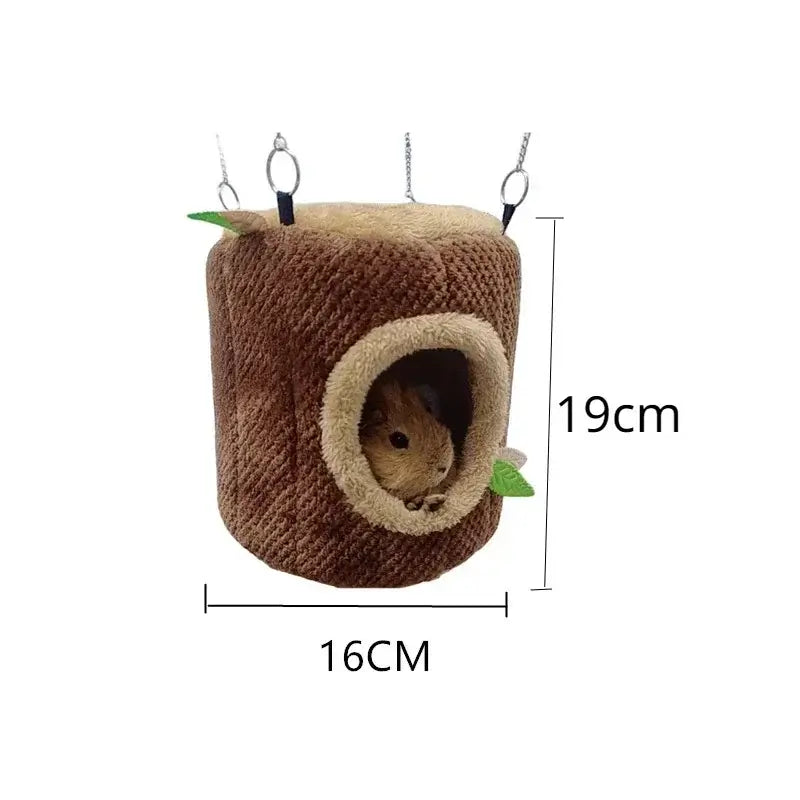 Tree Stump Shape Hammock Small Animals Pet House Hamster Nest Guinea Pig Ferret Squirrel Rabbit Winter Warm Cotton Hang Beds