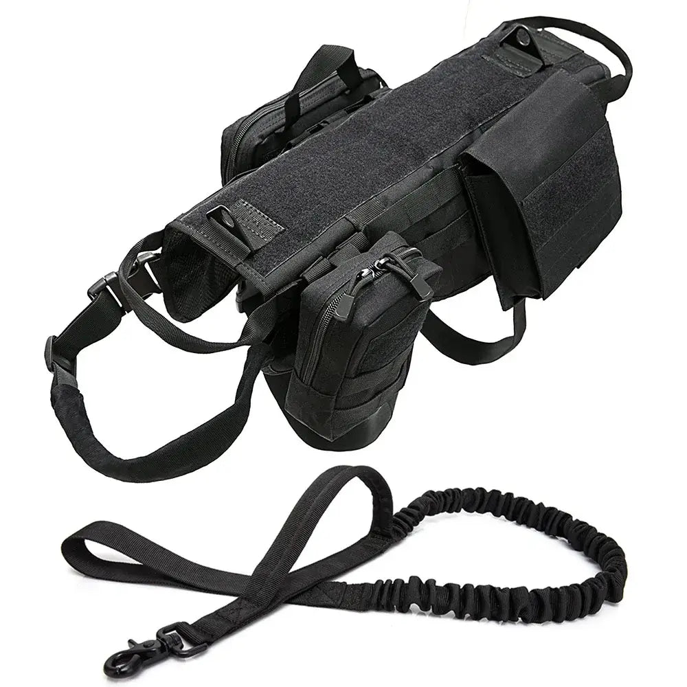 Tactical K9 Dog Harness with Pouches and No-Pull Handle for Ultimate Control and Convenience