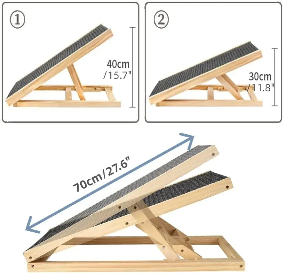 BRIEFNESS Adjustable Pet Climbing Ladder - Solid Wood