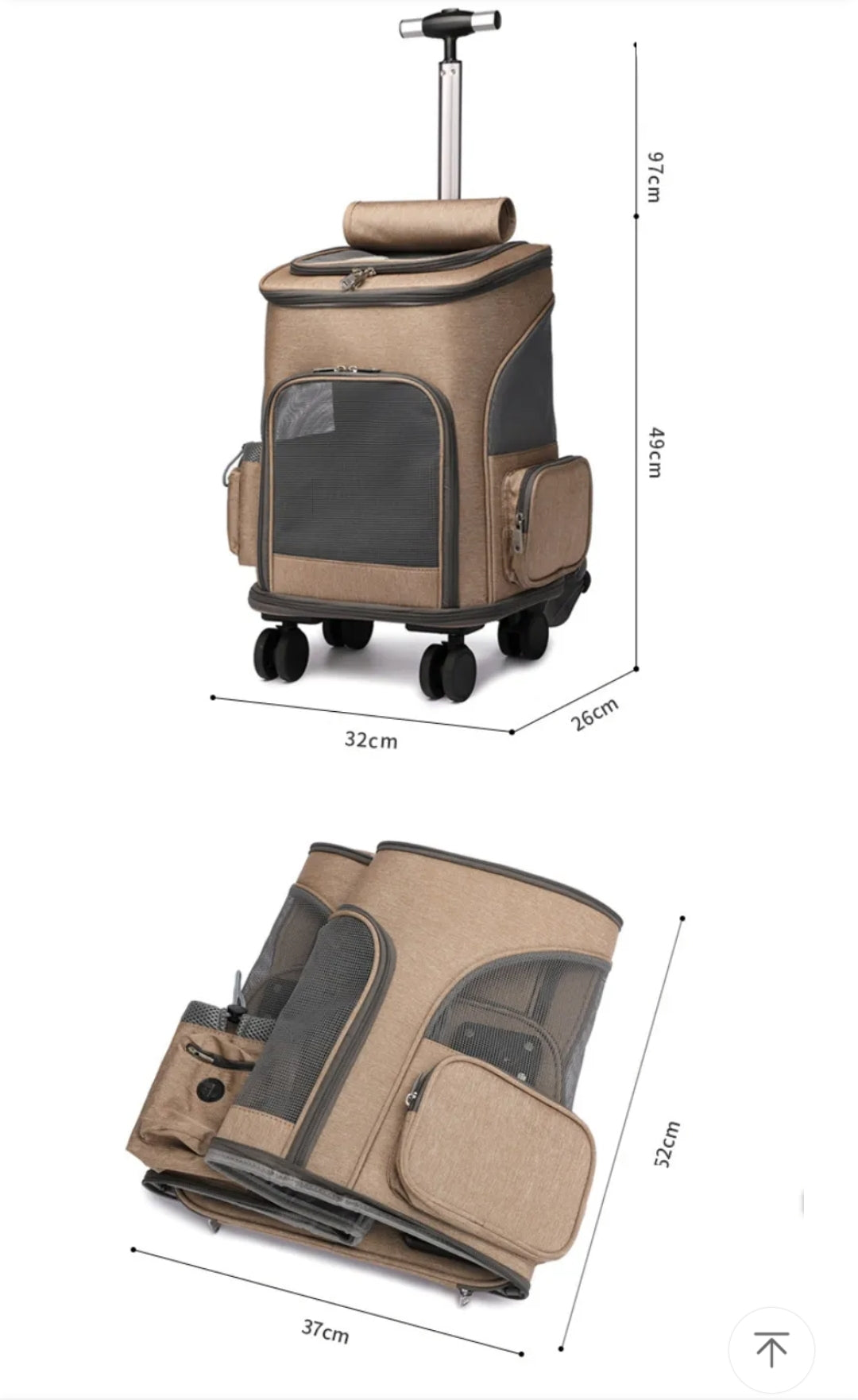 Portable Folding Trolley Pet Backpack | Universal Wheel