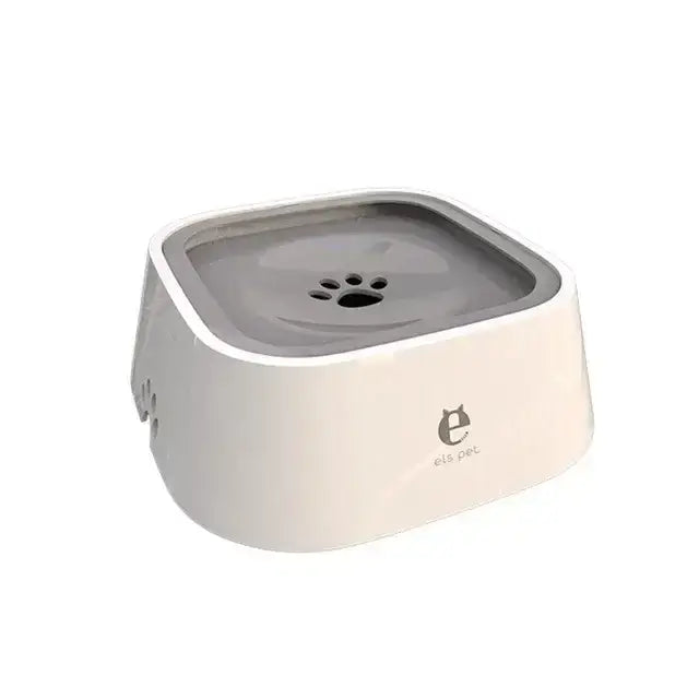 Dog water bowl with non-spill design, floating plate to prevent wet mouth, and easy-to-clean waterproof frame.