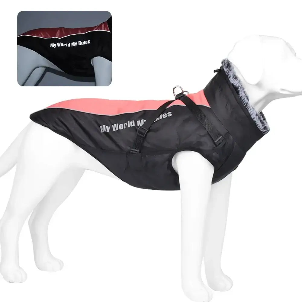 Cozy Waterproof Winter Dog Jacket with Adjustable Harness