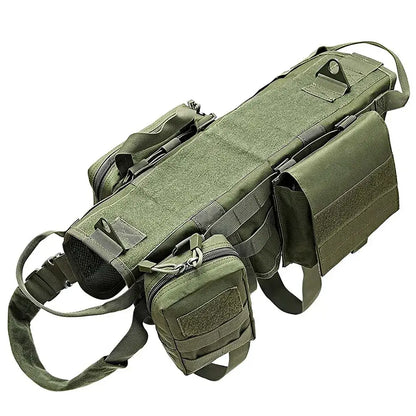 Tactical K9 Dog Harness with Pouches featuring military-grade durability and a no-pull handle for maximum control during walks and training.