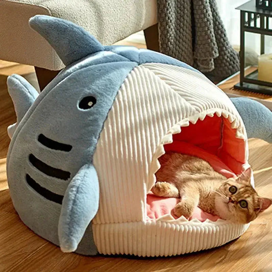 Shark Cat Bed - Cozy Hideaway for CatsPlush Shark Cat Bed for a fun & cozy retreat. Perfect comfort for your feline friend's naptime adventures. Shop now!£22.9
