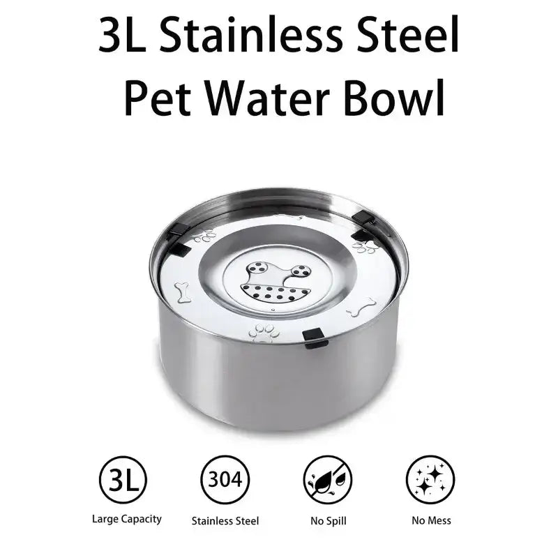 Stainless Steel Dog Floating Bowl - No Spill & Non-Slip