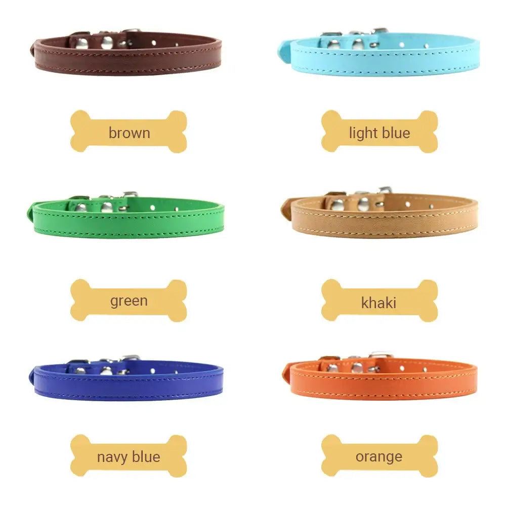 Personalized Colorful Leather Cat & Dog Collar