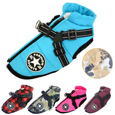 Winter Warm Dog Jacket with Harness for Large Breeds£14.9