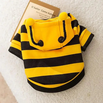 Cat Bee Costume Soft Cat Holiday Cosplay Warm Clothes Pet Bee Halloween Hoodies Autumn Winter Warmth Clothes for Pet Accessories