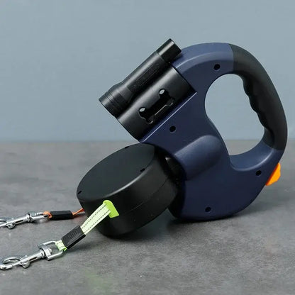 Dual Dog Leash with Light for Night WalksKeep both your dogs safe on night walks with our reflective, retractable double leash. Durable, rotating design for easy handling. Free delivery£16.9