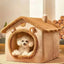 Soft Bed Deep Sleep Small Dog Winter House with Removable Cushion and Enclosed Pet Tent for Kittens, Puppies, and Cats