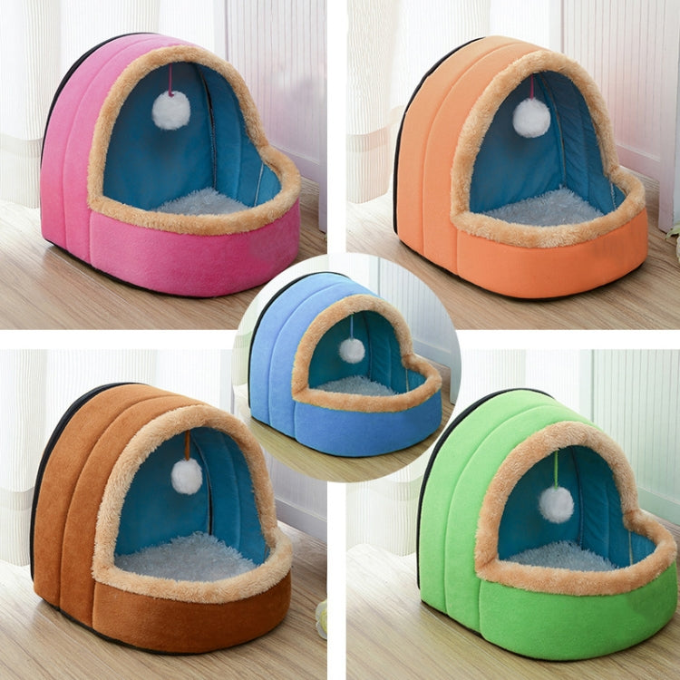 Pet Dog Cat  Warm Soft Bed Pet Cushion Dog Kennel Cat Castle Foldable Puppy House with Toy Ball, L