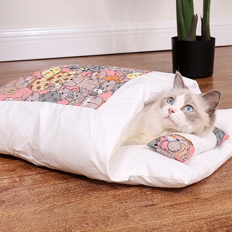 Closed Removable and Washable Cat Litter Sleeping Bag Winter Warm Dog Kennel, S