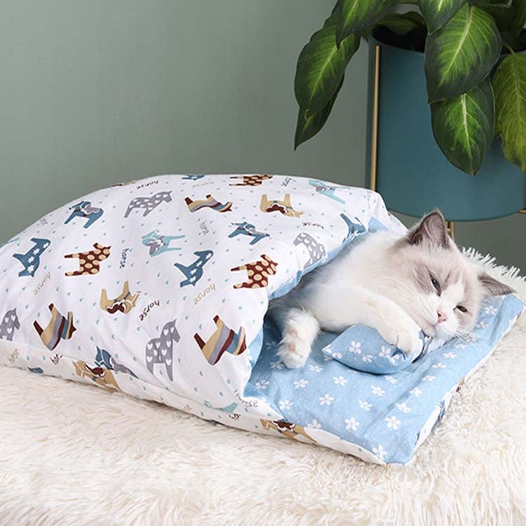 Closed Removable and Washable Cat Litter Sleeping Bag Winter Warm Dog Kennel, L