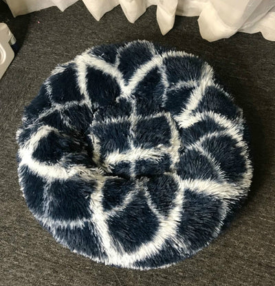 Long-haired Round Pet Kennel Warm Pet Bed, 60cm