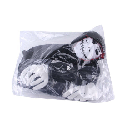 NEW Funny Pet Halloween Costume packaged in a clear plastic bag showcasing a spooky skeleton design.