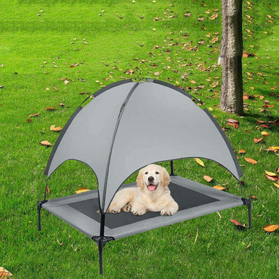 Covered Pet Loft Bed & Sunshade Tent | Paws Palace StoreShop the ultimate Pet Outdoor Supplies. Get a Covered Loft Bed & Camp Bed Sunshade Tent for your pet's outdoor comfort & safety.£36.90#PetOutdoorSupplies #PetTent #PetShelter #OutdoorPetBed #Sunshade