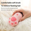 Hand using a pink soft massage brush on pet fur, ideal for removing floating hair, suitable for cats and dogs.