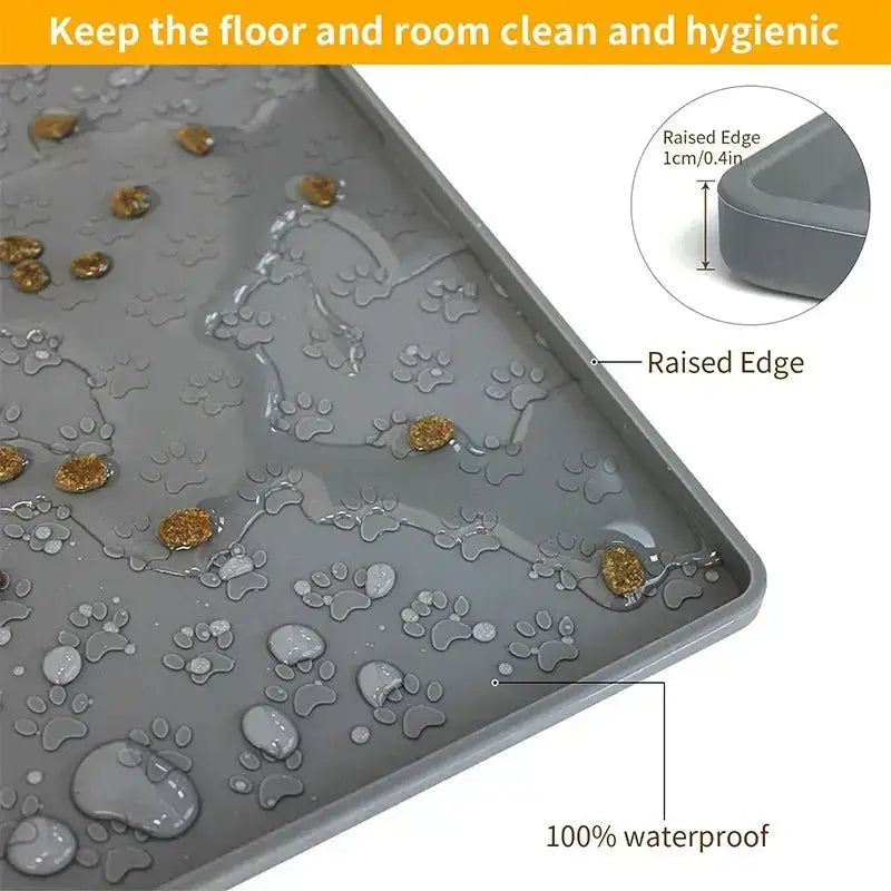Spill-Proof Pet Food Mat for Dogs & CatsKeep floors spotless with our Dog & Cat Food Bowl Mat. Ideal for messy eaters: easy to clean, durable, & spill-proof. Shop now for clean meal areas!£10.9